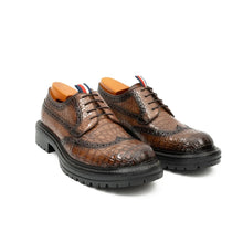 Load image into Gallery viewer, Genuine Crocodile Leather Men's Derby Brogues Coffee