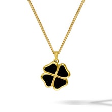 Load image into Gallery viewer, Clover Pendant - 14K Gold Onyx