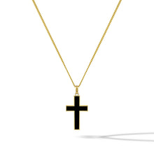 Load image into Gallery viewer, Stone Cross (Large) - 14K Gold Onyx