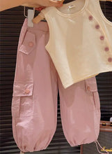 Load image into Gallery viewer, Summer Baby Girl Fashion T-Shirt and Cargo Pants Set - # GIAA212310017