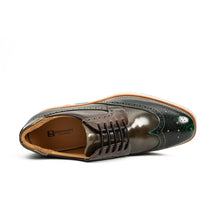 Load image into Gallery viewer, Green & Brown Brogues with Thick Heel