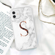 Load image into Gallery viewer, White A-Z Marble Texture Phone Cover For Iphone 12 Mini Soft Silicone Back Case Solid Name Phone Case Luxury Screen Camera Protection Shockproof Soft Cover