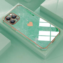 Load image into Gallery viewer, Luxury Shockproof Soft Case For iPhone 13 12 11 Pro Max XS XR X R 8 7 Plus iPhone12 12Pro iPhone11 Marble Texture Covers Luxury Love Phone Case Cute Side Small Heart Pattern Soft Shockproof Full Lens Case for iPhone