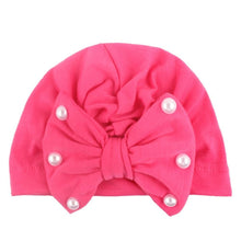Load image into Gallery viewer, Modern Baby Hats Cute Rabbit Bow Knot with Pearls Baby Girl Hat with Pearls for Kids In Diamond Luxury Style