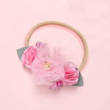 Load image into Gallery viewer, Modern Fashion Floral Headband Newborn Baby Elastic Hairbands Pearl Fresh Style Bow Knot For Girls