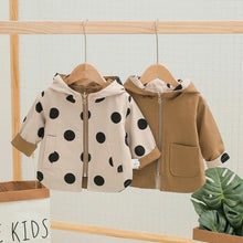 Load image into Gallery viewer, Modern Elegant Cute Dot Print Comfort Slim Cotton Button Hooded Warm Coat for Newborn Baby Girls With Two Face