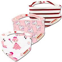 Load image into Gallery viewer, 3PCS Comfortable Waterproof Organic Cotton Baby Burp Cloth Bandanna Scarf Bibs For Newborn Baby Boy And Girl