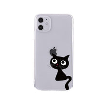 Load image into Gallery viewer, Cute Cartoons Black Cat Transparent Phone Cover For Iphone 14 14promax 14plus 13promax 13 12 11 Shockproof Clear Phone Case Adorable Soft Girls Print Cat Design Clear Cute Flexible Silicone Phone Case