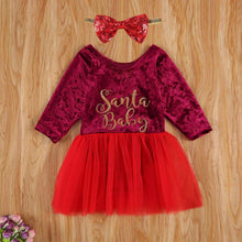 Load image into Gallery viewer, Autumn Baby Girls Christmas Red Long Sleeve Letters Printed Pattern Dress Festival Unique Design