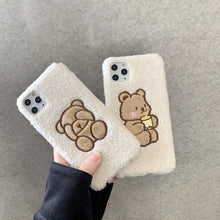 Load image into Gallery viewer, Cute Brown Bear Plush Phone Case For Iphone 14 11 12 13 Pro Max 7 8 X XS Max XR SE2 Autumn And Winter Shockproof Full Case Cover Cute Bear Animal Winter Warm Plush Fabric Phone Case