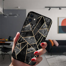 Load image into Gallery viewer, Unique Abstract Ultra Thin Sparkle Soft Silicone Case For iPhone XS Max 8 7 Plus X XR 6 6S 5S Mini Black Phone Case Marble Geometric Art Soft Silicone Cover