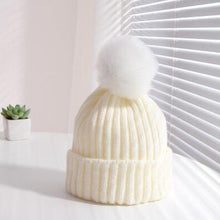Load image into Gallery viewer, Winter Warm Baby Hat Fur Pompom Knitted Baby Hat Cap Infant Toddler Kids Hat Beanie In Modern Designer Style