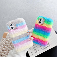 Load image into Gallery viewer, Fashion Lady Gift Case for iPhone 14 13 12 XS Max XR X 11 Pro Max SE Furry fluffy Warm Cover for iPhone 6 7 8 Plus Phone Case Fashion Fluffy Fur Protective Back Cover