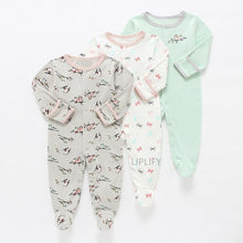Load image into Gallery viewer, 3Pcs Baby unisex Rompers Long Sleeve Sleep suit Cartoon Jumpsuit Baby Pajamas Stes For Kids Between 0-12Months