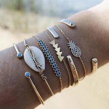 Load image into Gallery viewer, Bohemian Gold Tassel Bracelets For Women Summer Shell Clear Crystal Stone Luxury Jewelry