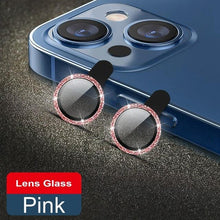 Load image into Gallery viewer, Glitter Diamond Camera Lens Protector For Iphone 13 Pro Max Mini Camera Metal Ring Glass For Iphone 12 11 Pro Max Protective Cap Diamond Glitter Camera Lens Protector On For Iphone