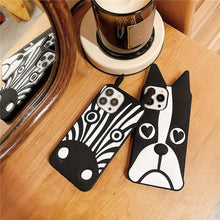 Load image into Gallery viewer, Cute 3D Little Ear Silicone Phone Case For Iphone 13 Pro Max X Xr Xs 11 12 Pro Max Cartoon Dog 3D Cartoon Puppy Black And White Color Cute Cover