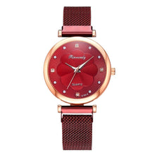 Load image into Gallery viewer, Fashion Set Women Watches Luxury Magnet Buckle Flower Rhinestone Watch Ladies Quartz Wrist Watch WIth Bracelet In Set For Women and Girls