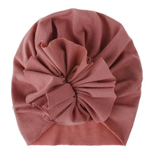 Load image into Gallery viewer, Handmade Pleated Flower Babies' Knitted Cotton Cloth Turban For Baby Girls In Elegant Style