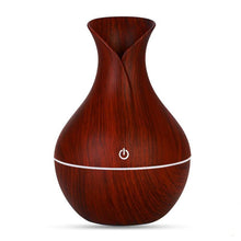 Load image into Gallery viewer, Essential Oil Diffuser 130ml Wood Grain Vase-Shaped Aromatherapy Cool Mist Humidifier With 7 Colors LED Lights & Waterless Auto Shut-Off For Home Office