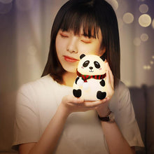 Load image into Gallery viewer, Night Light for Kids, 7-Color Silicone Big Eyes Panda Nursery Lights, USB Rechargeable LED Lamp for Girls and Boys Bedrooms