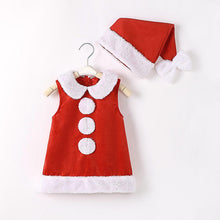 Load image into Gallery viewer, Christmas Princess Dress and Bowknot Hat Outfits Newborn Perfect Gift For Baby Girl