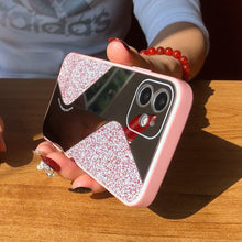 Load image into Gallery viewer, Women Luxurious Glitter Makeup Mirror Phone Case For iPhone 12 11 Pro MAX X XS XR 8 7 Plus Luxury Silicone Shockproof Cover Fixed Non Moving Sparkling Shining Glitter Stars Soft Silicone Case