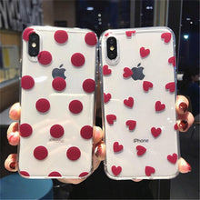 Load image into Gallery viewer, Transparent Phone Case For iPhone 13 12 11 14 Pro Little Dots Love Heart Clear Back Cover Vintage Women Girls Soft Anti-Scratch Protective Cases for iPhone