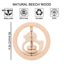 Load image into Gallery viewer, Modern Wooden Rattle Beech Bear Hand Teething Wooden Ring Baby Rattles Play Educational Toys For Kids
