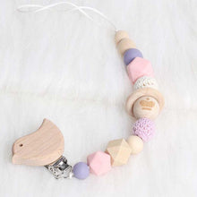 Load image into Gallery viewer, Modern Wood Pacifier Clip Chain Holder Nipples Pacifier Clips Pacifier Teether Teething Toy Cartoo Wooden Bracket For Pacifier For Kids