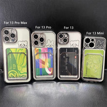 Load image into Gallery viewer, Ultra-light Transparent Photo Card Pocket Wallet Case For iPhone 13 11 12 14 Pro Max XS XR X 8 7 6S Plus Plating Cute Bear Rabbit Soft Phone Cover Cute Case with Card Holder Soft Cover