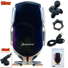 Load image into Gallery viewer, Automatic Luxury Modern Car Wireless Charger Infrared Induction Wireless Charger For Phones Sliver/Gold