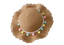 Load image into Gallery viewer, Luxury Baby Lady Girl Summer Straw Sun Handmade Beach Hat In elegant Modern Deign For Kids