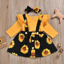 Load image into Gallery viewer, Baby Girls New Fashion Sunflower Floral Romper Toddler Dress Newborn Headband Outfits Girl Sundress Clothes Set