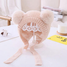 Load image into Gallery viewer, Handmade Modern Trend Winter Christmas Knitted Baby Hat Cute Double Pompom Infant Baby Boy Girl Cap Ear Protection Hats Kids Children Cap