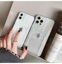 Load image into Gallery viewer, Gradient Rainbow Charming Case For iPhone 13 11 12 Pro Max XS XR 7 8 Plus Transparent Cover with Wallet Card Holder Case Soft Cover for iPhone