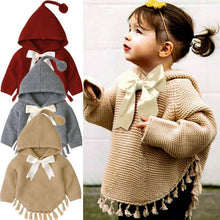 Load image into Gallery viewer, Toddler Baby Girl Coat Cloak Long Sleeve Pullover Bowknot Jacket Outwear Outfits Luxury Coat For Girls