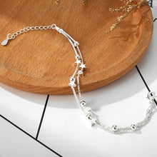 Load image into Gallery viewer, New Modern 925 Sterling Silver Double Layers Stars Beads Luxury Bracelets For Women Elegant Chain Charm Bracelet Birthday Party Gift (silver star)