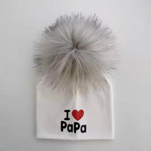 Load image into Gallery viewer, Newborn Cotton Hats Baby Pom Pom Childre Infant Hats For BabY Boys and Girls Wth Printed "I love mama " and " Design