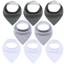 Load image into Gallery viewer, 8PCS/SET Comfortable Colorful 100% Organic Cotton Adjustable Snaps Bandana Saliva Bibs For Baby Boys & Girls Kids