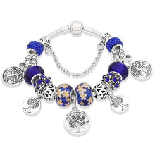 Load image into Gallery viewer, Elegant Modern Amazing Fashion New Luxury Silver Tree of Life Fashion Bracelet Green Leaf Crystal Charm Bracelet