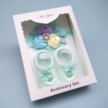 Load image into Gallery viewer, Baby Newborn Solid Color Lace Baby Bowknot Socks & Princess Cute Baby Socks Hair Band Set FOr Girls Baby In Modern Design