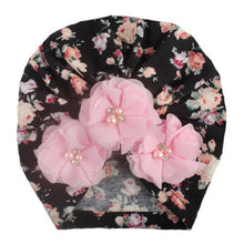 Load image into Gallery viewer, Handmade Luxury Flower With Pearl Cotton Soft Baby Turban Headband Handmade Elastic Baby Head Wrap Newborn Hair Accessories For Girls