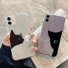Load image into Gallery viewer, Cute black cat Phone Case for iphone 13 11 12 pro XS MAX 8 7 6 6S Plus X 5S SE 2020 XR case Cute Cat Slim Fit Glossy Stylish Cover Soft Shockproof Phone Case