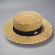 Load image into Gallery viewer, Women’s Straw Fedora with Metallic Bee Accent