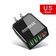 Load image into Gallery viewer, Modern Black 48W Quick Charger 3.0 USB Charge Plug Wall Mobile Phone Charger Adapter Fast Charging