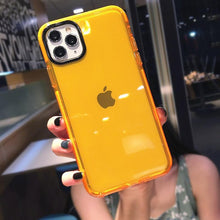 Load image into Gallery viewer, Fluorescent Color Shockproof Phone Case For iPhone 13 Pro Max 12 Mini 11 Transparent Soft Silicone Cover Transparent Case Glow In Dark Phone Case Luxury Square Case Cover For iPhone