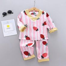 Load image into Gallery viewer, Luxury Modern Children's Pajamas Set Baby Suit Toddler Boys and Girls Ice Silk Satin Cartoon Printing Tops Pants Set Home Wear pajams for Kids