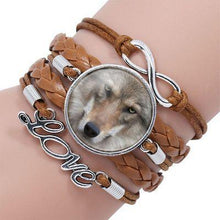 Load image into Gallery viewer, Classic Retro Wolf Head Elegant Bracelet Leather Bangle Luxury Bracelet Jewelry Boho Glass Moon Men Wrap Bangles For Men Women