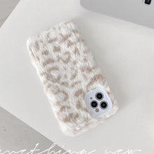 Load image into Gallery viewer, Fashion Fluffy Plush Leopard Camera Protection Phone Case For iphone 13 11 12 Pro MAX X XS XR Winter Warm Girl Soft and Comfortable Case Unique Design Soft Cover